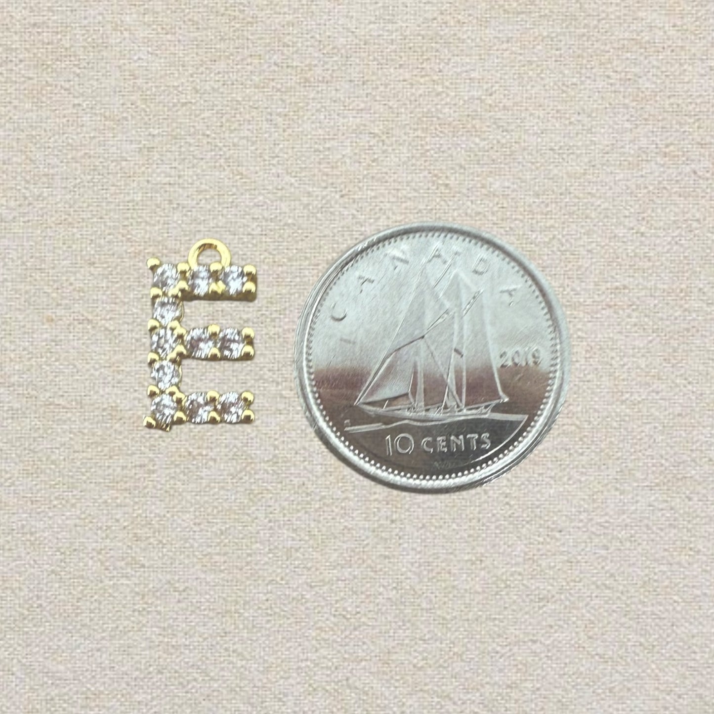 gold rhinestone inital charm