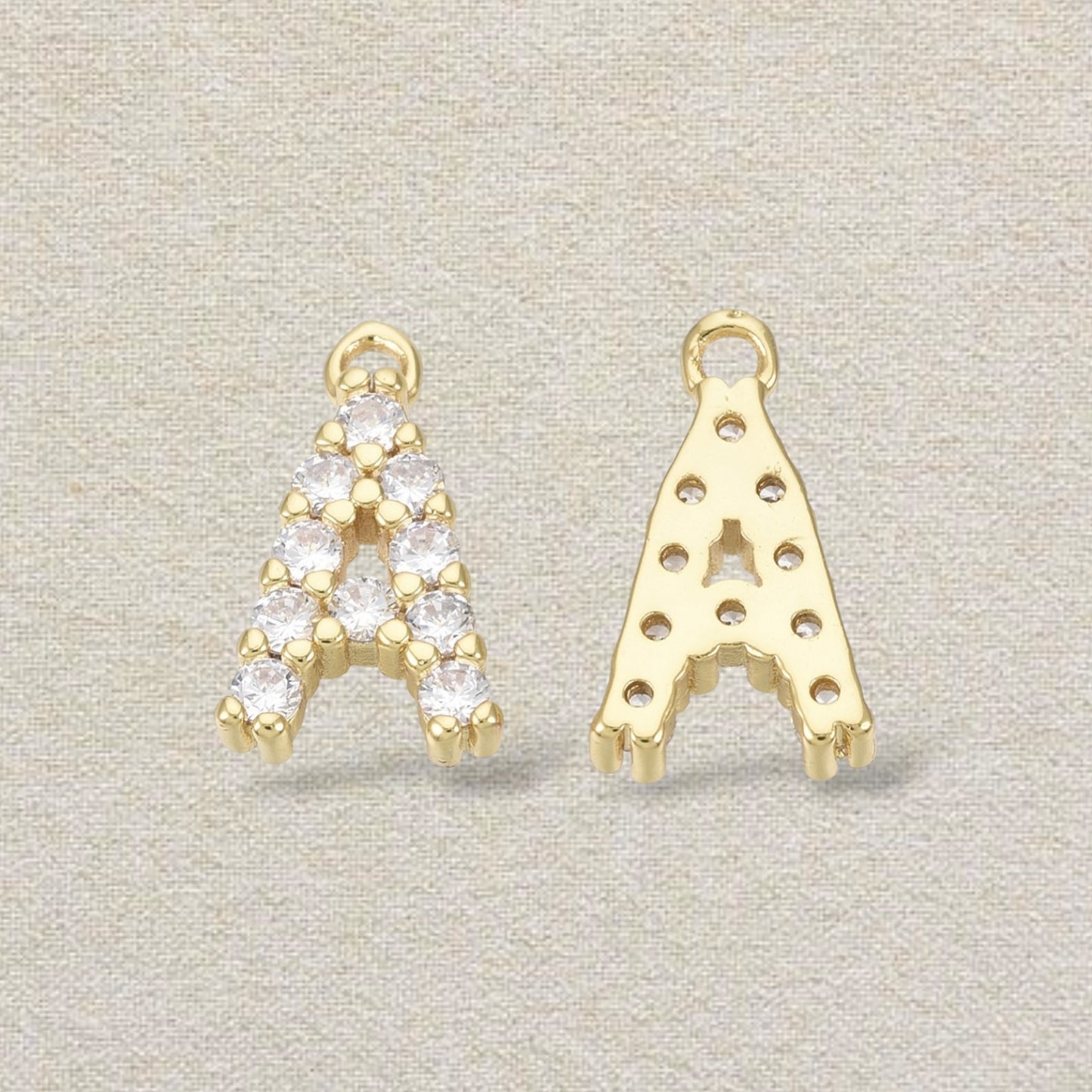 gold rhinestone inital charm