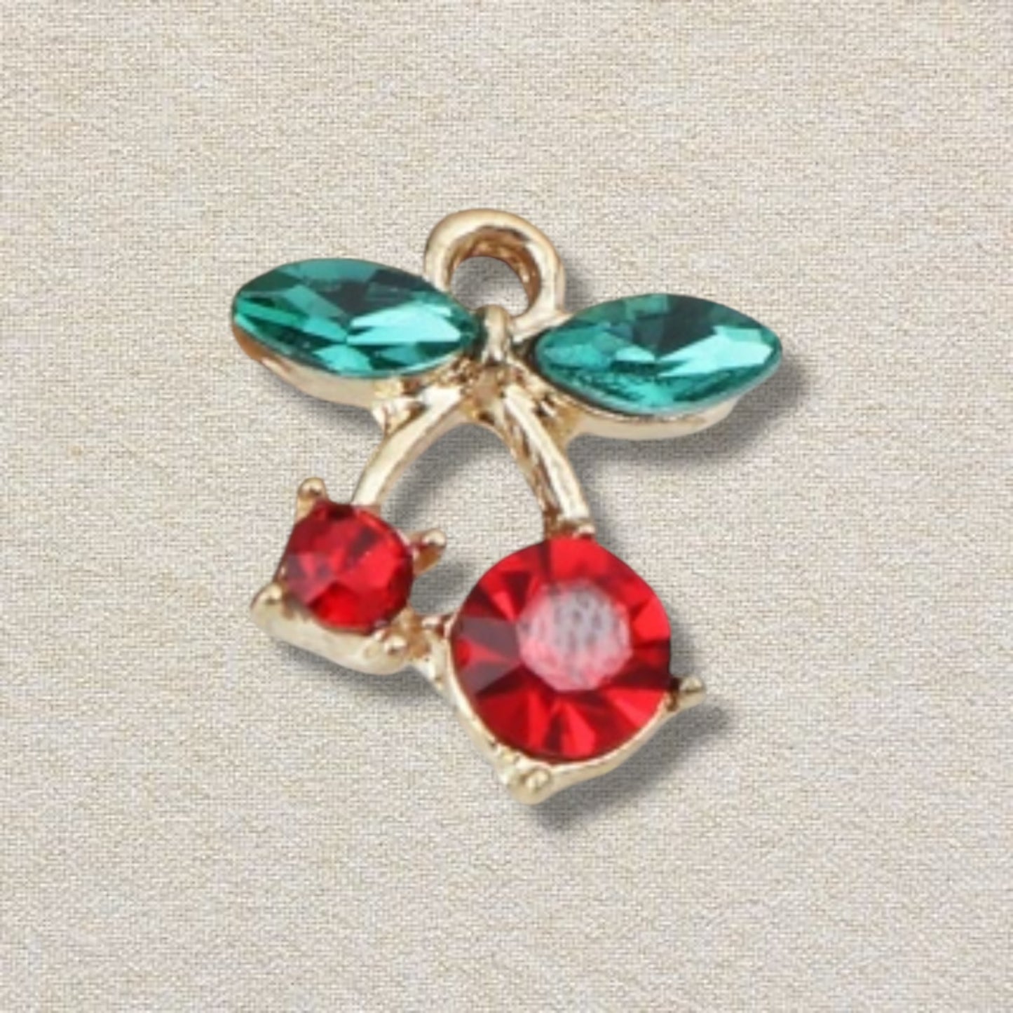 red and gold cherry charm (big)