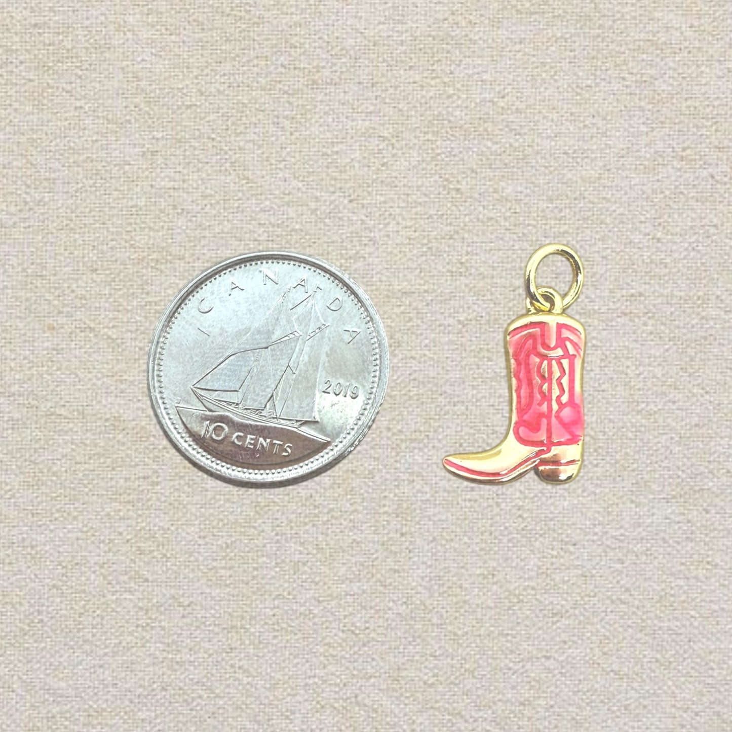 pink and gold cowboy boot charm (2)
