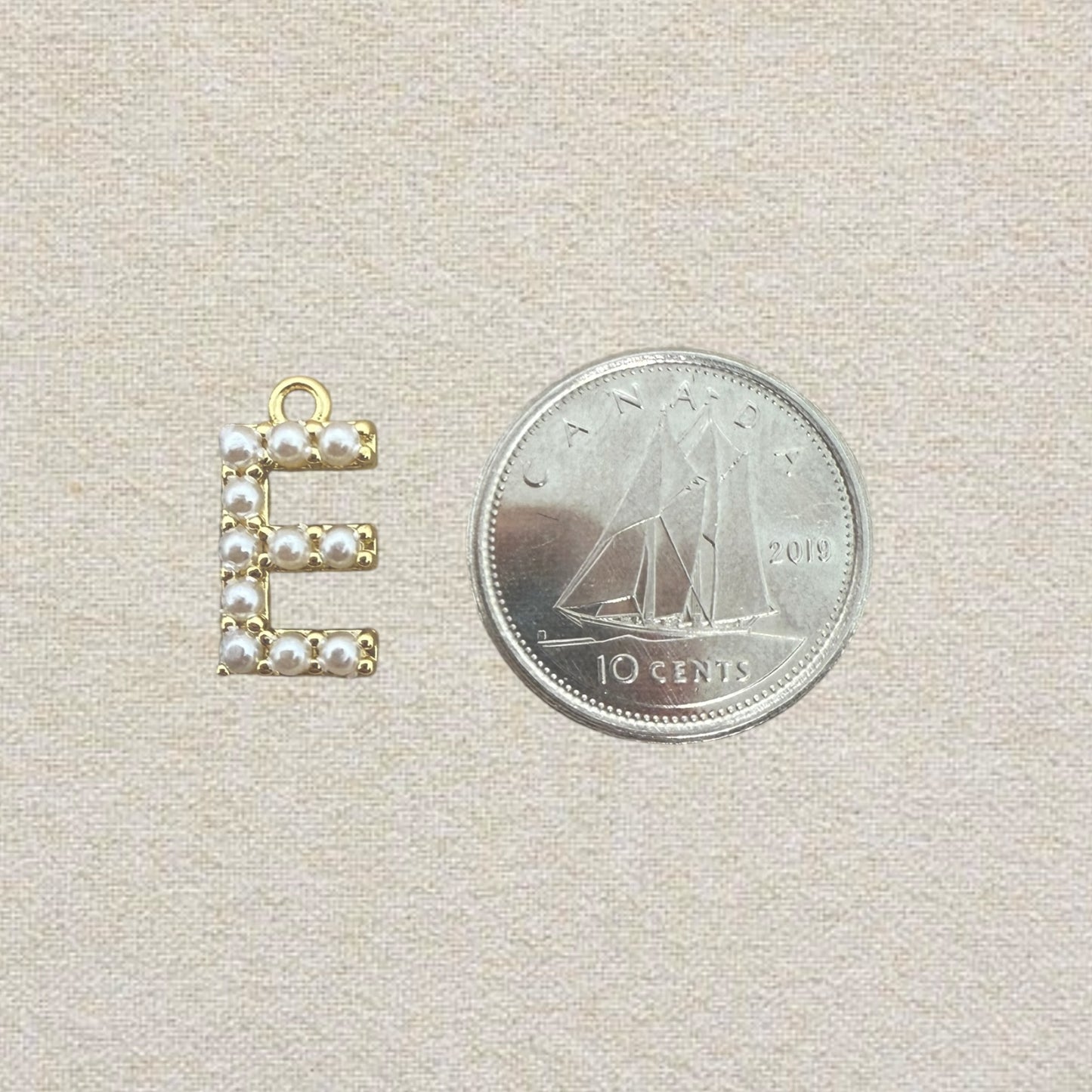 gold pearl initial charm