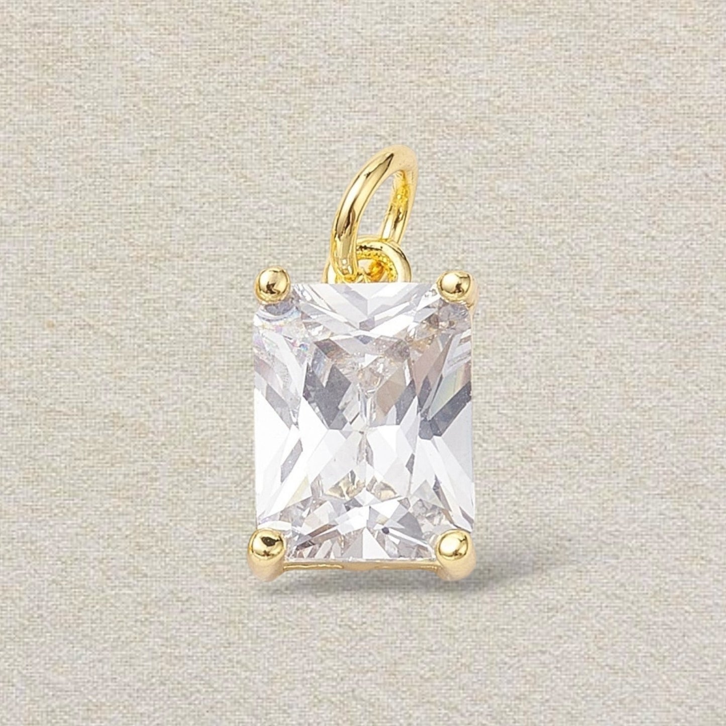 rectangle cubic zirconia charm