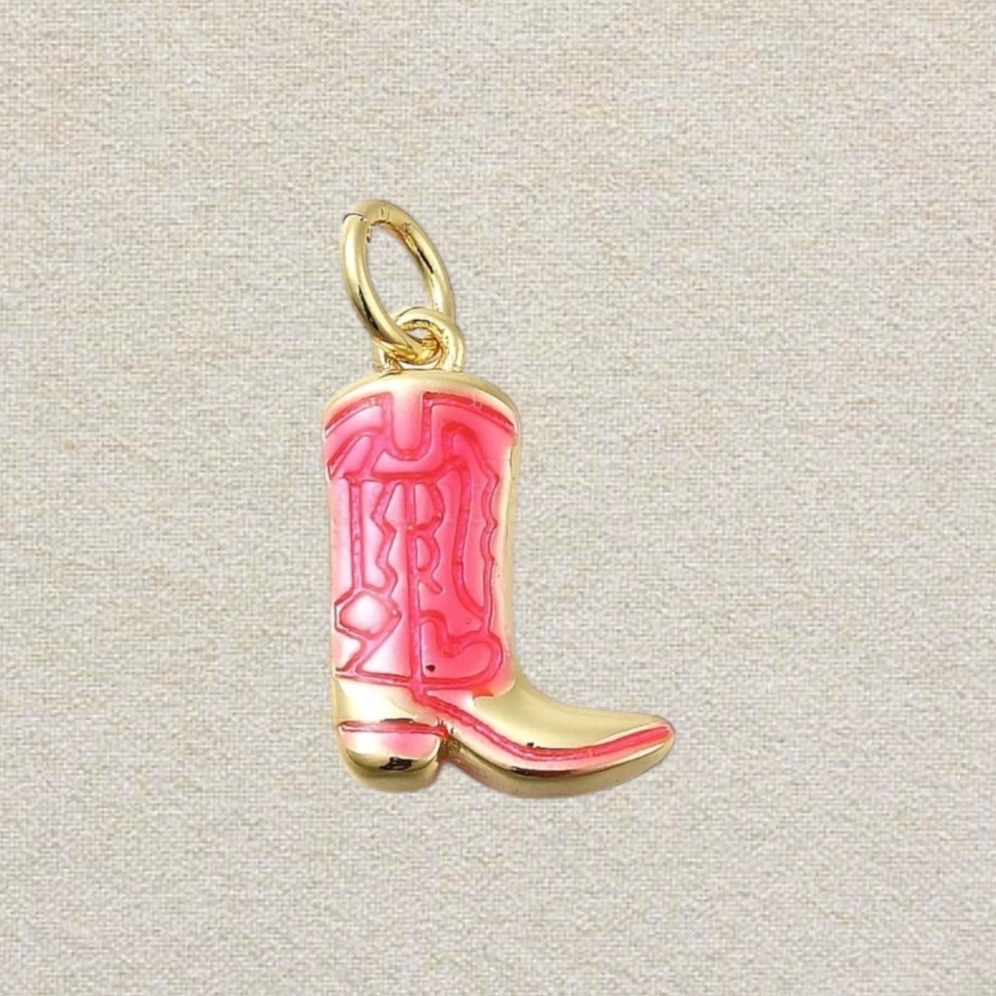 pink and gold cowboy boot charm (2)
