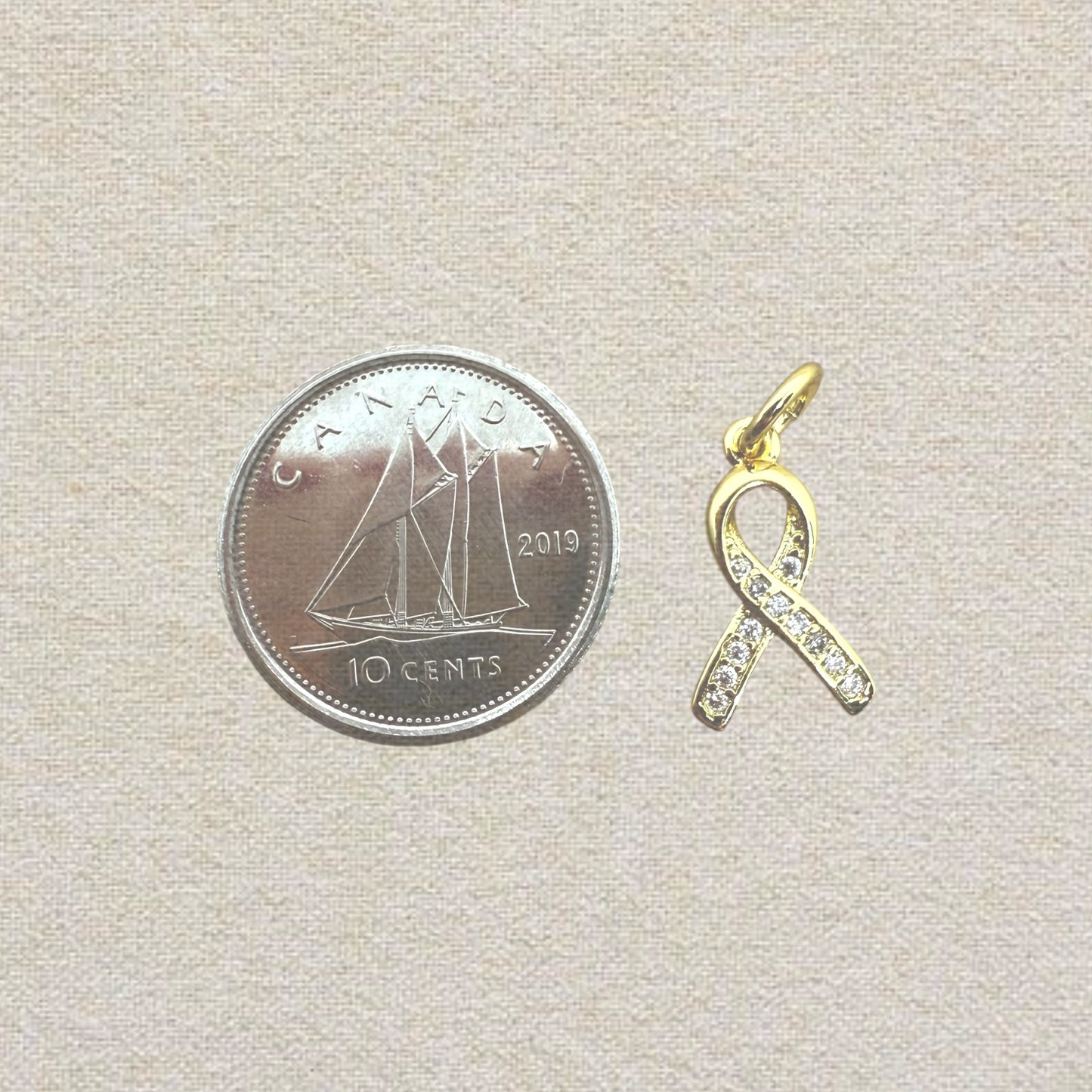 gold ribbon charm
