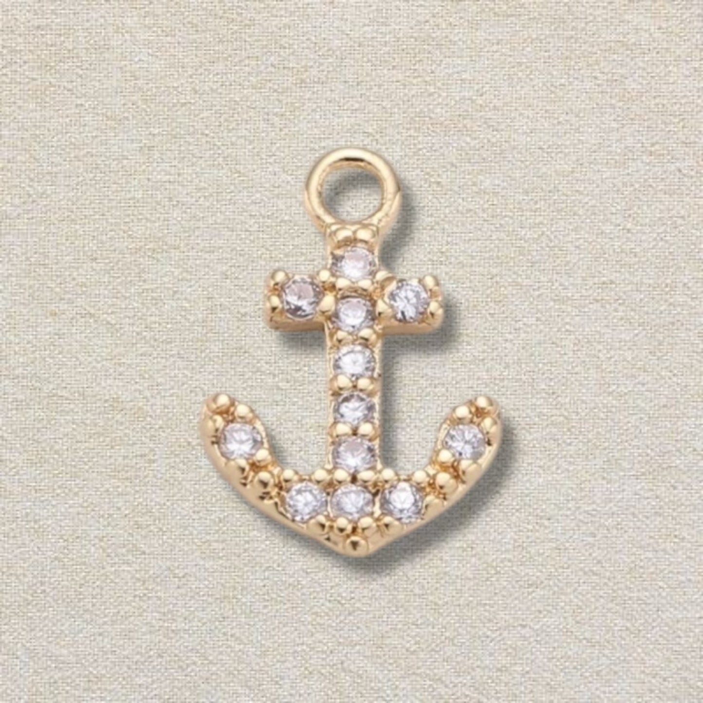 gold rhinestone anchor charm