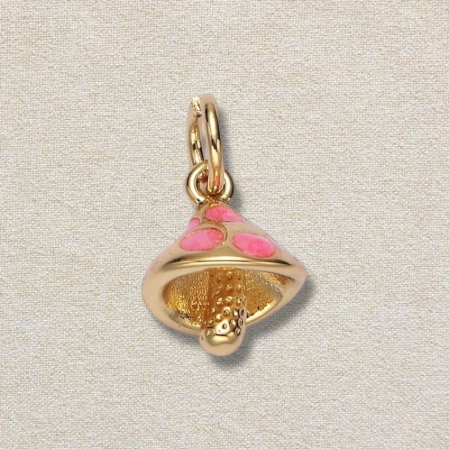 pink and gold mushroom charm (2)