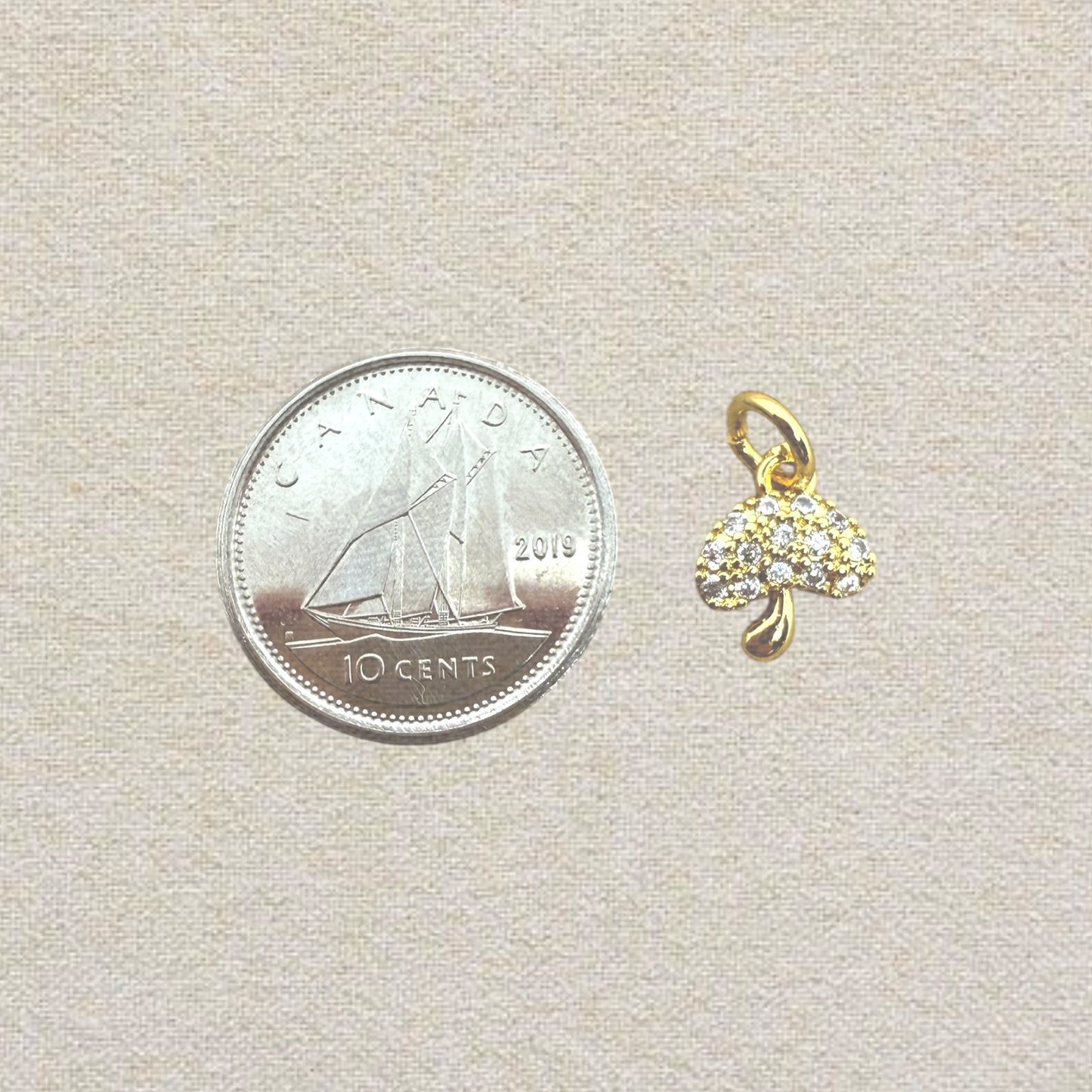 gold & black rhinestone mushroom charm