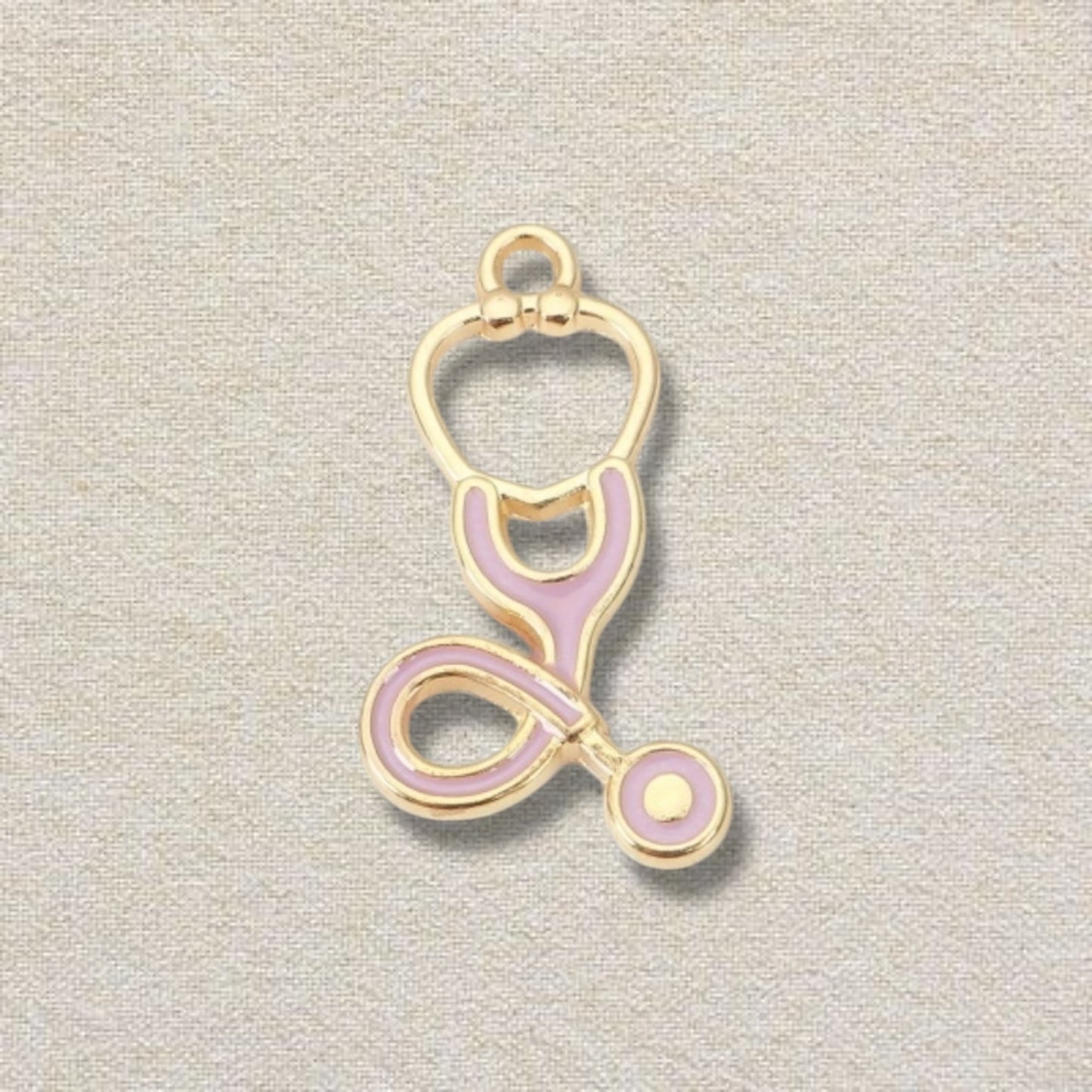 pink and gold stethoscope charm