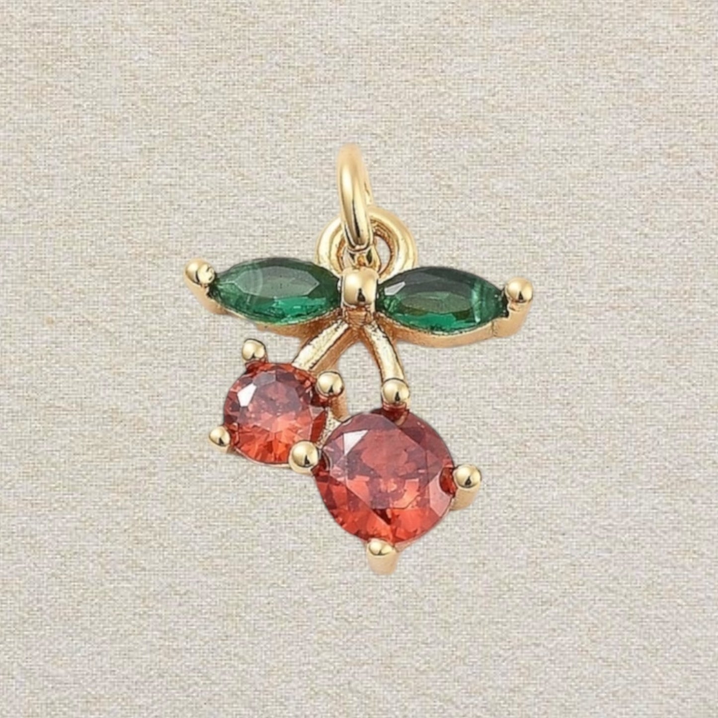 red and gold cherry charm (small)