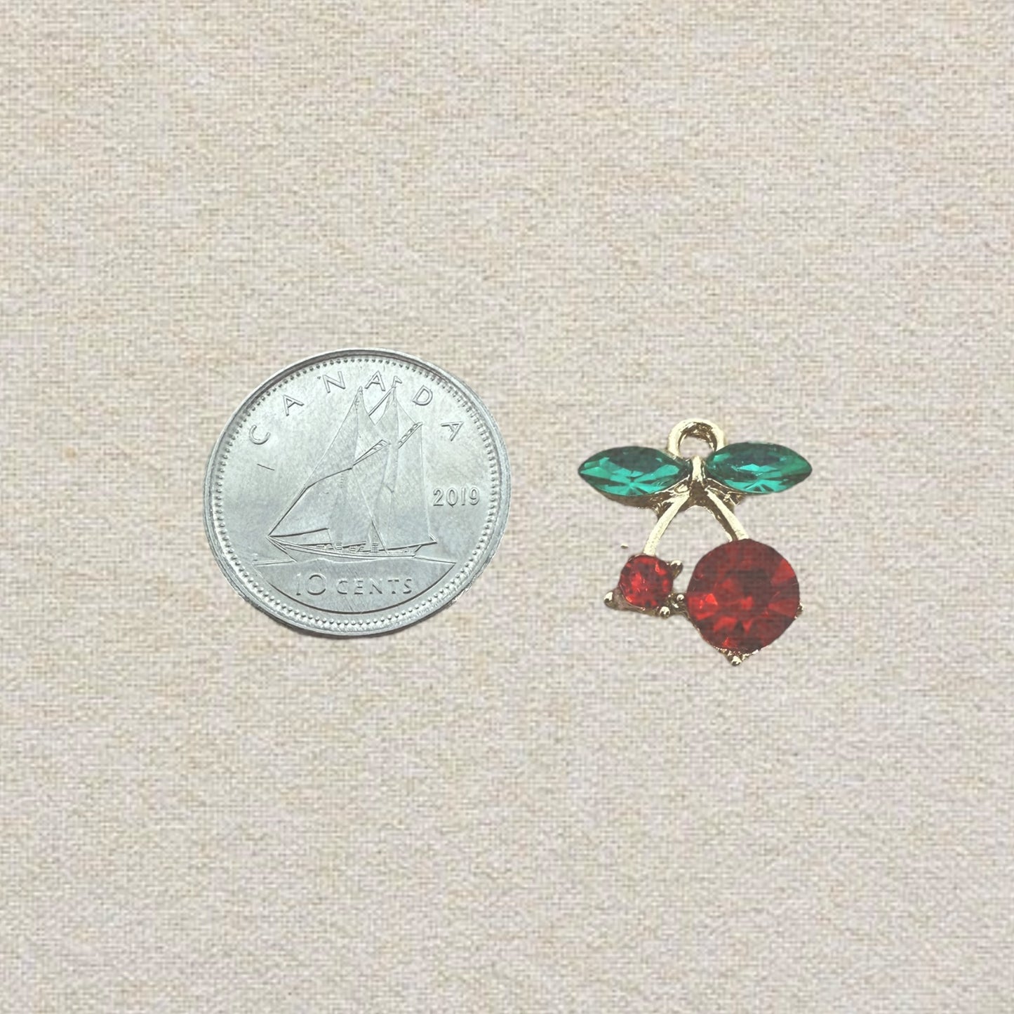 red and gold cherry charm (big)
