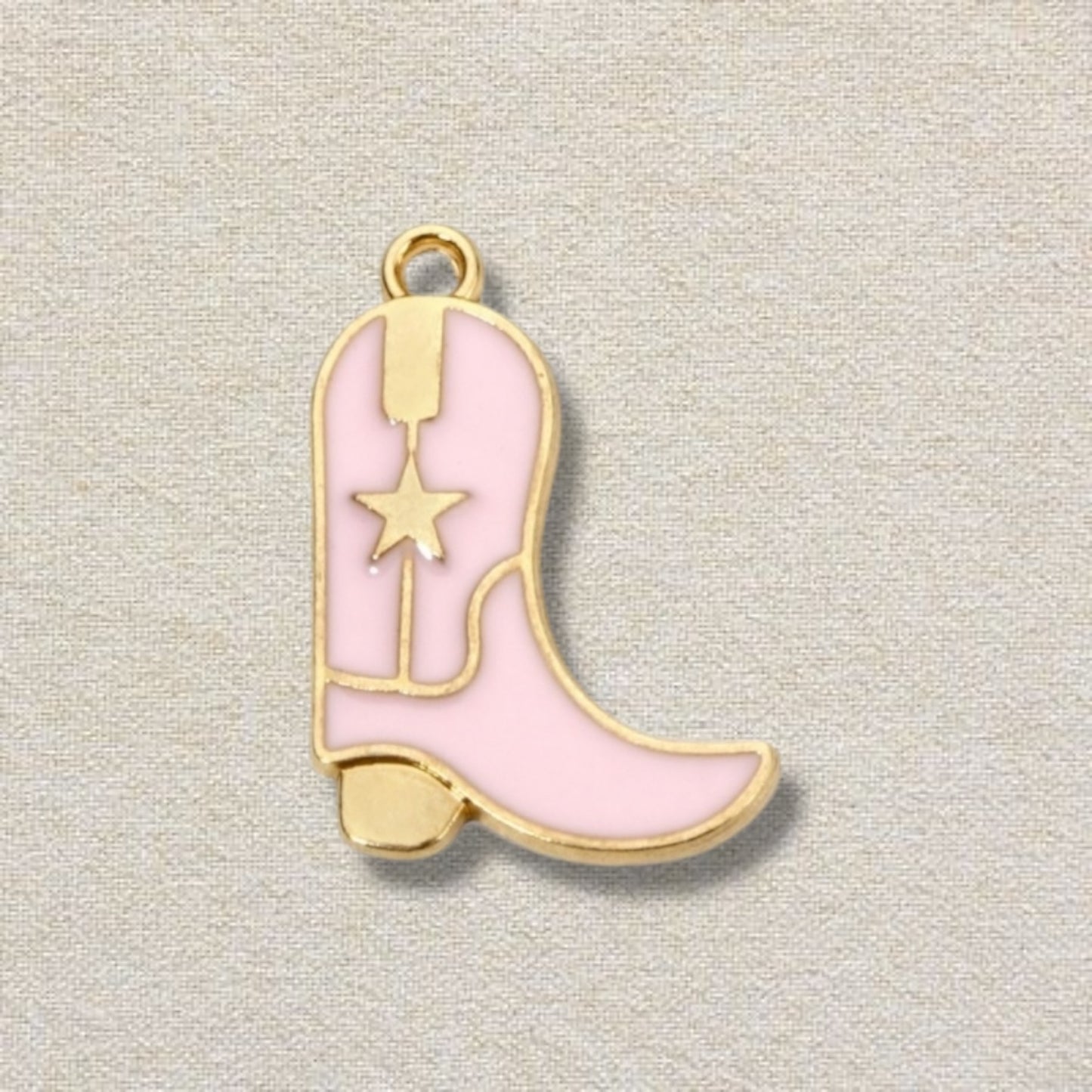 pink and gold cowboy boot charm