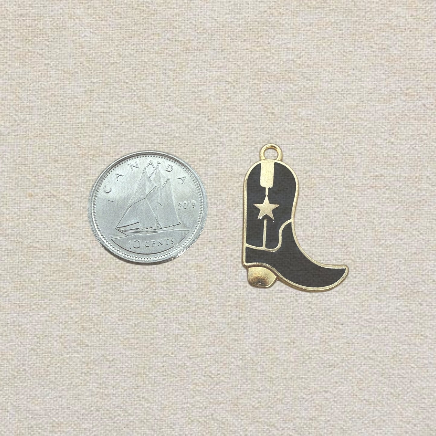 gold and black enamel cowboy boot charm