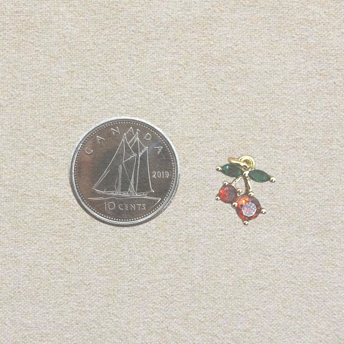 red and gold cherry charm (small)