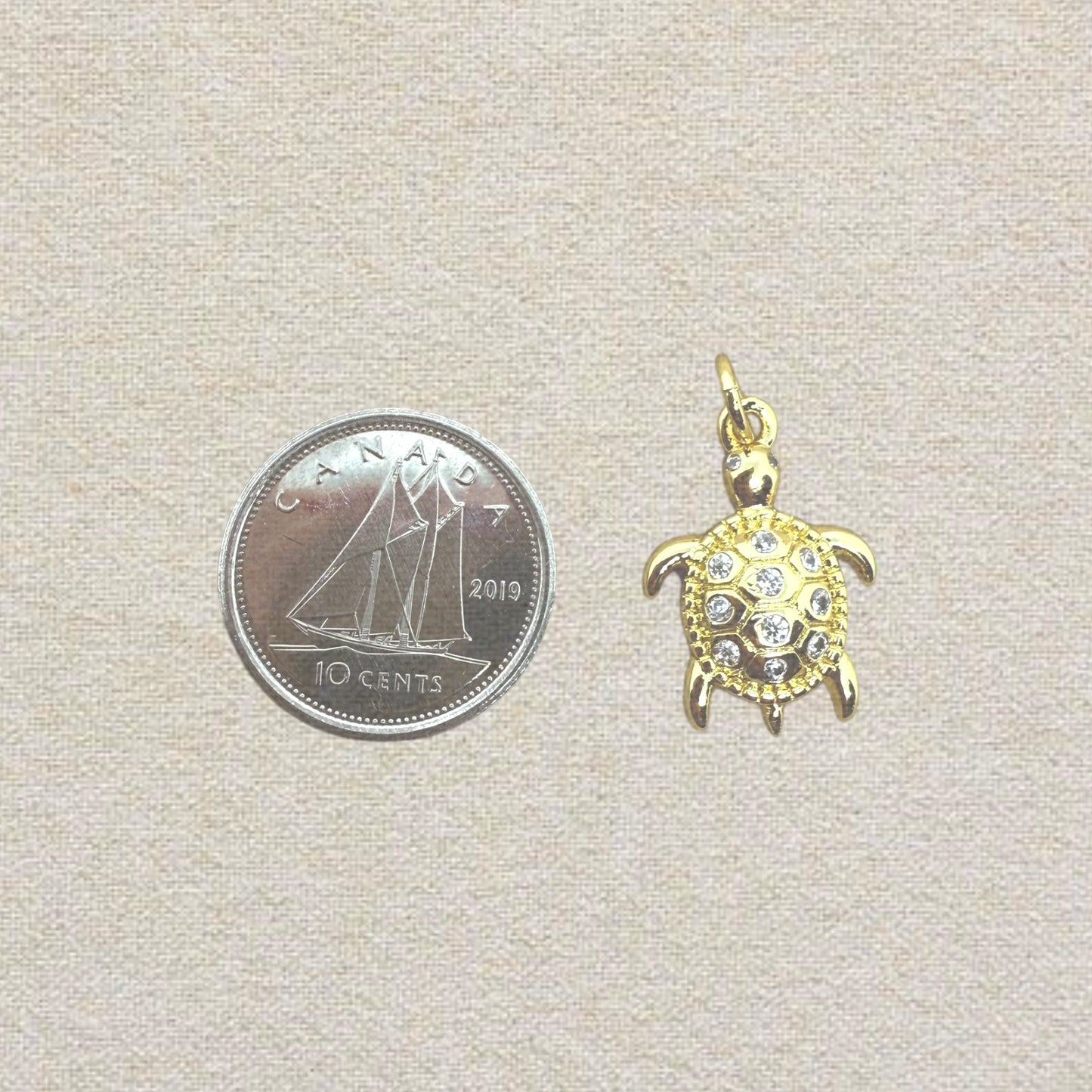 gold turtle rhinestone charm