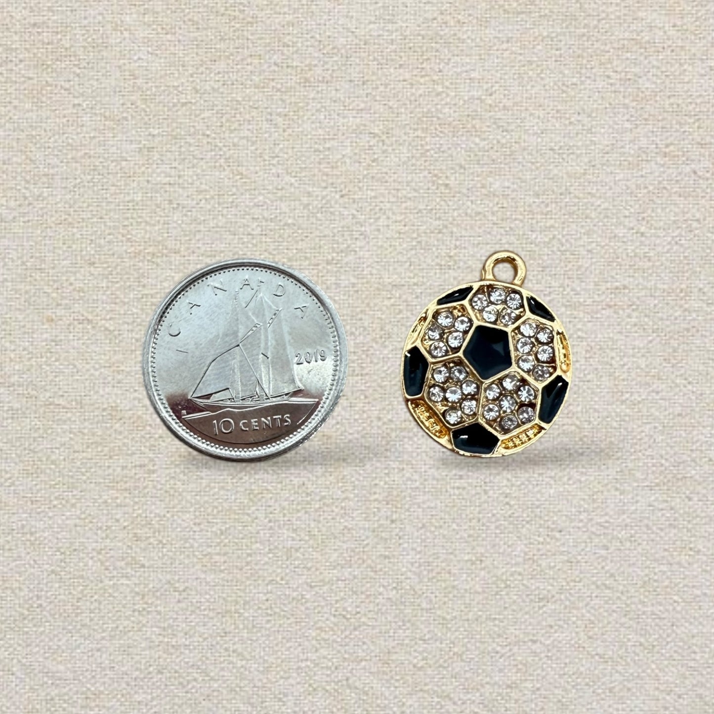 gold soccer rhinestone charm