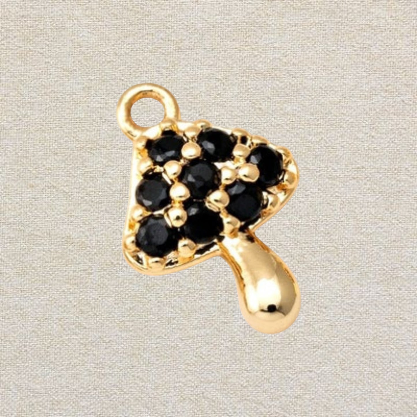 gold & black rhinestone mushroom charm