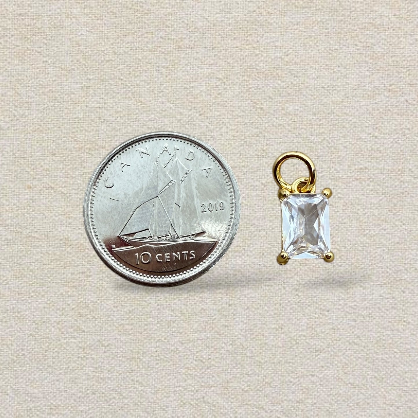 rectangle cubic zirconia charm