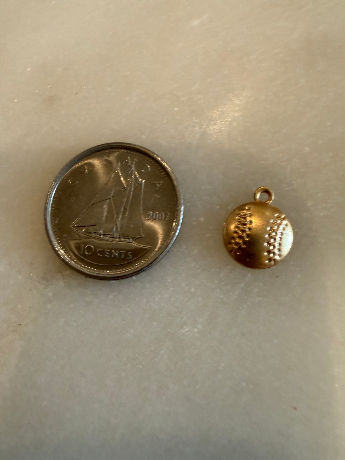 baseball charm gold small