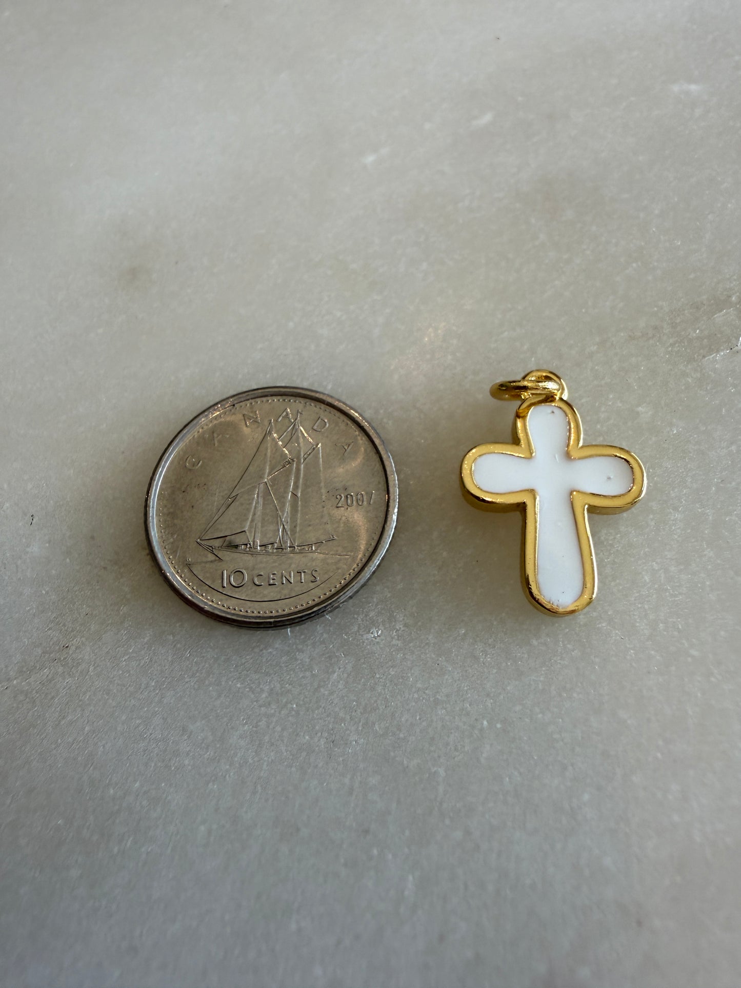 cross charm (white & gold)