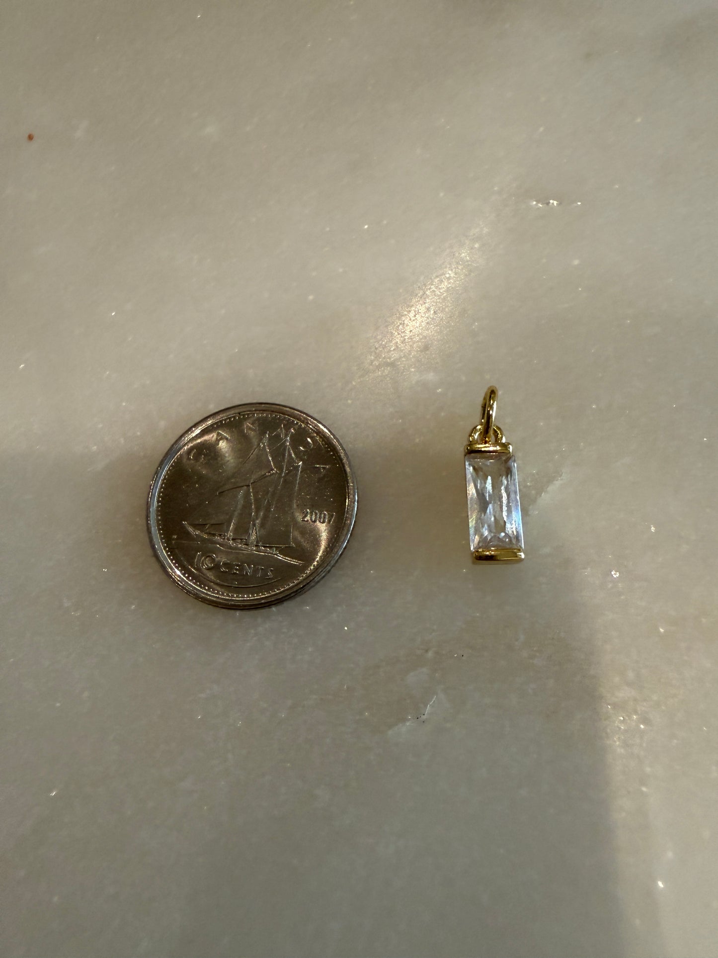 rectangle slim cubic zirconia charm