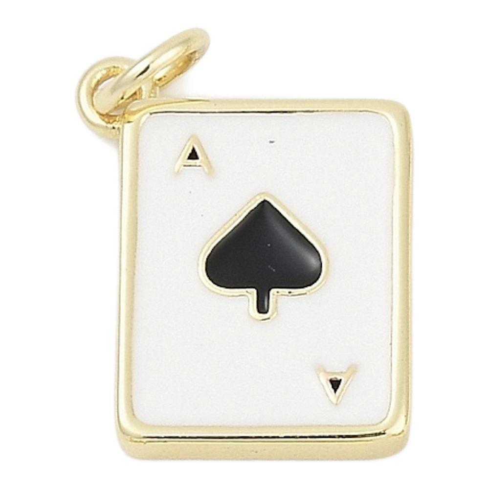 gold ace playing card charm (spades)