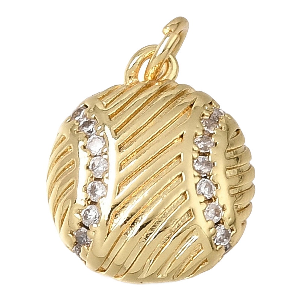 gold baseball rhinestone charm