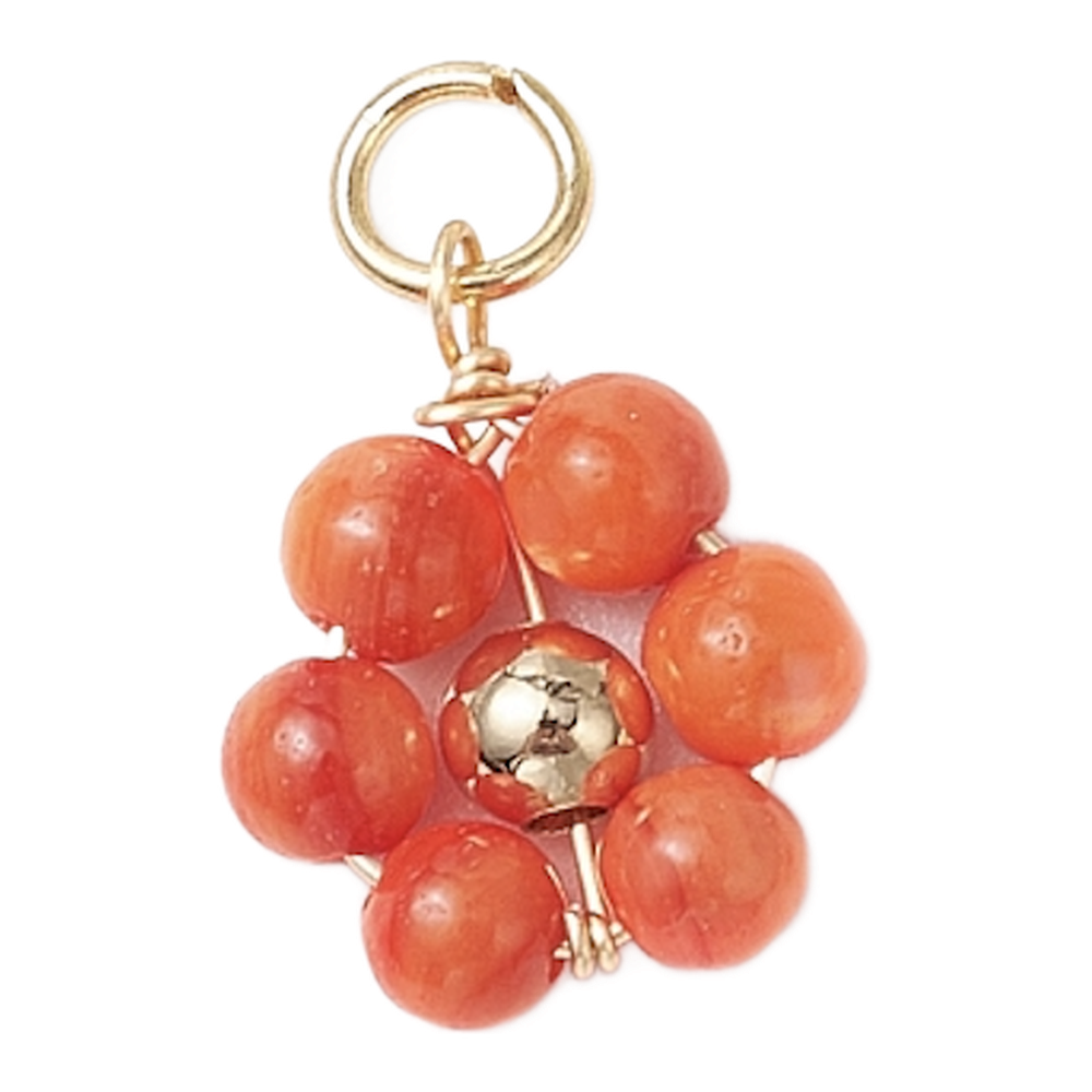 gold beaded flower charm (orange)