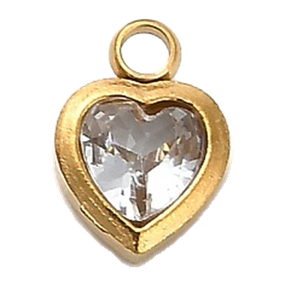 gold crystal mini heart charm (clear)