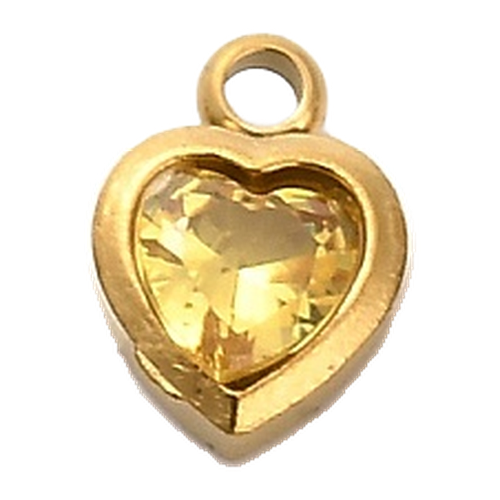 gold crystal mini heart charm (yellow)