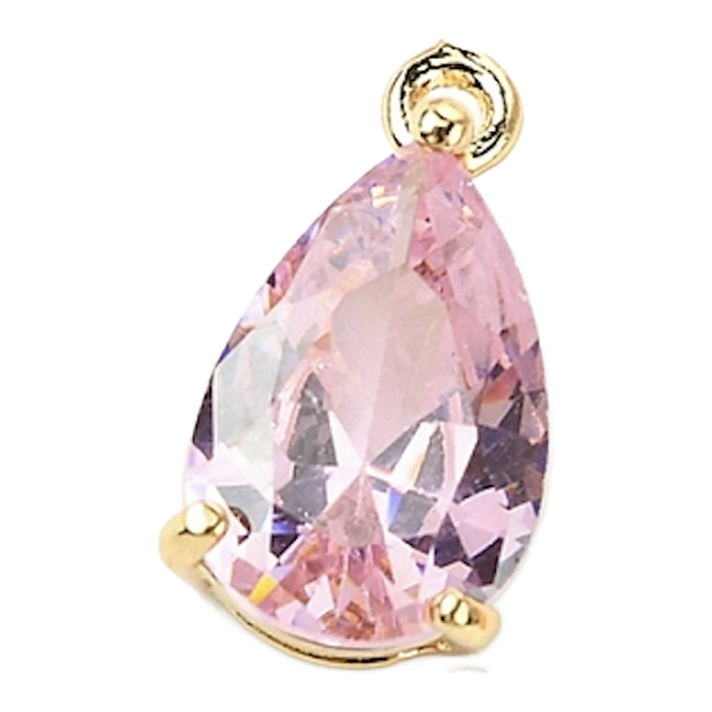 gold crystal teardrop charm (pink)