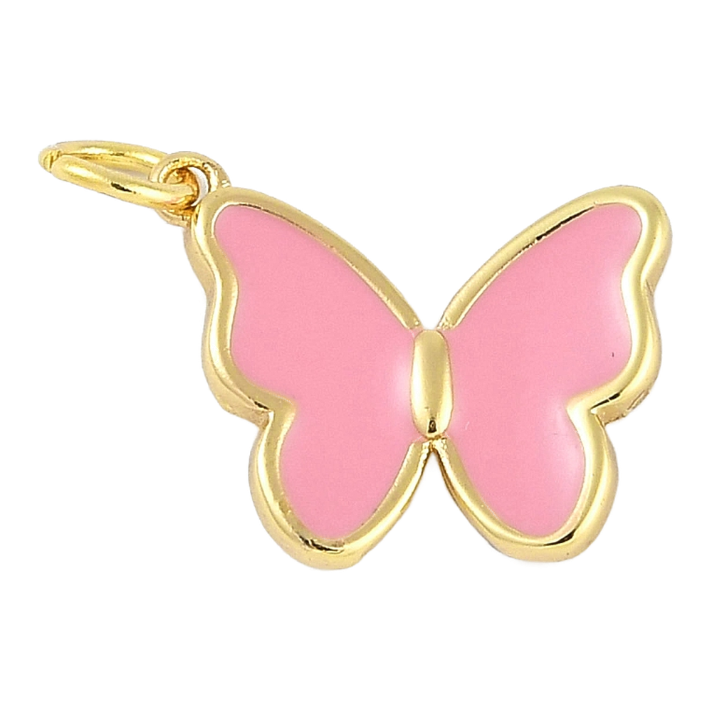 gold enamel butterfly charm (pink)