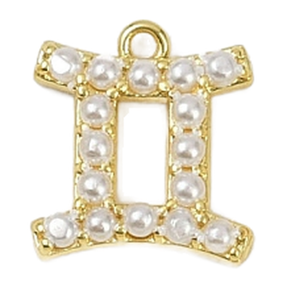 gold pearl zodiac charm (gemini)
