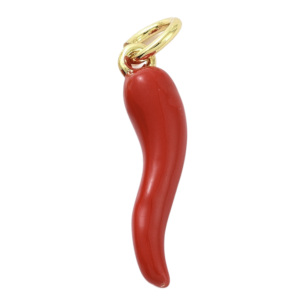 gold red italian horn charm