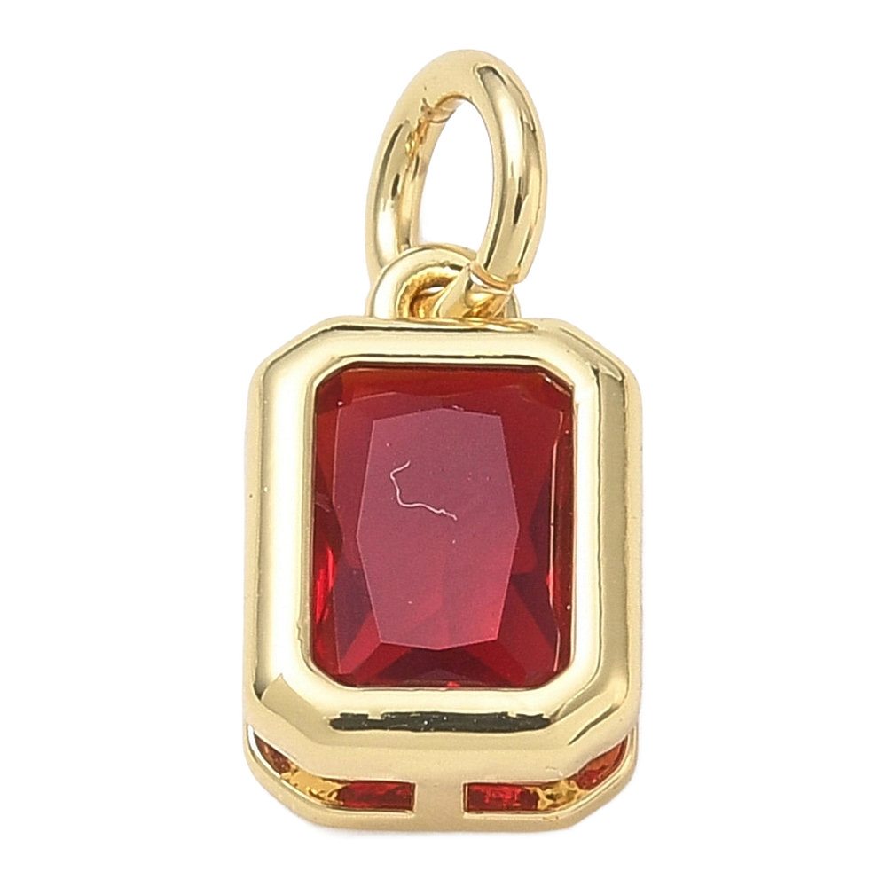 gold red rectangle crystal charm