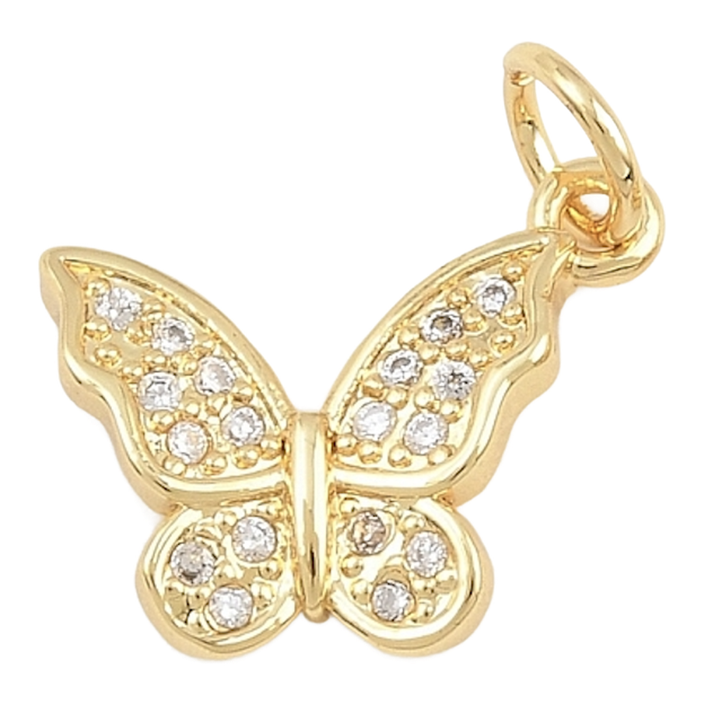 gold rhinestone butterfly charm