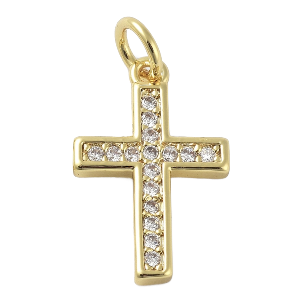 gold rhinestone cross charm