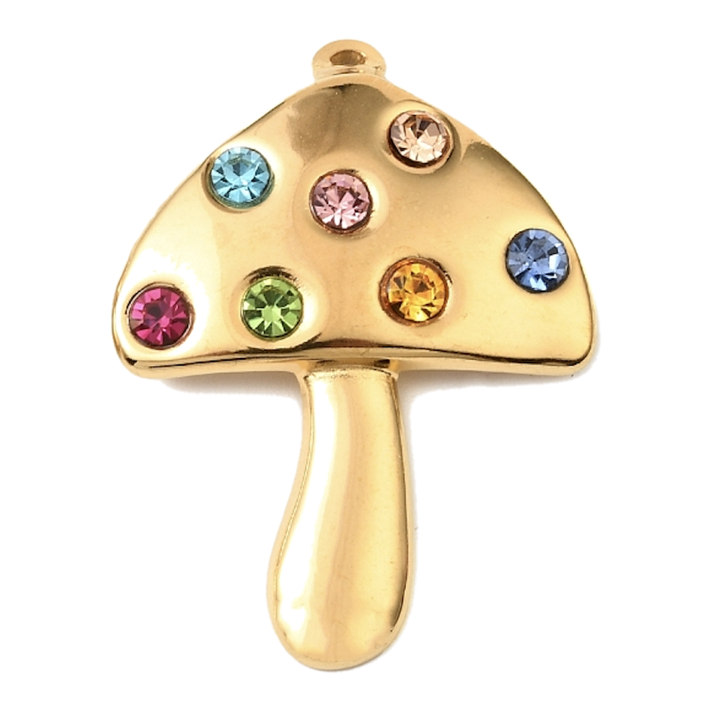 gold rhinestone mushroom charm