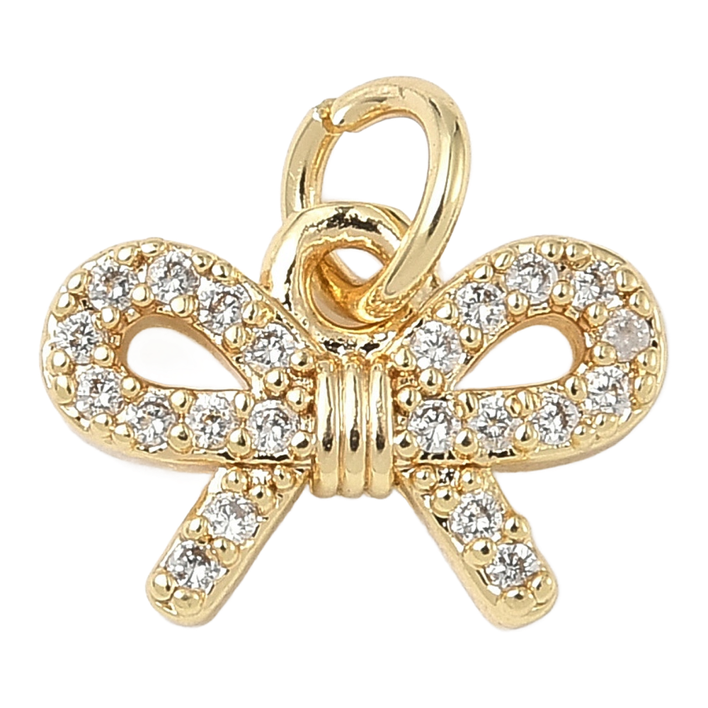 gold rhinestone open bow charm