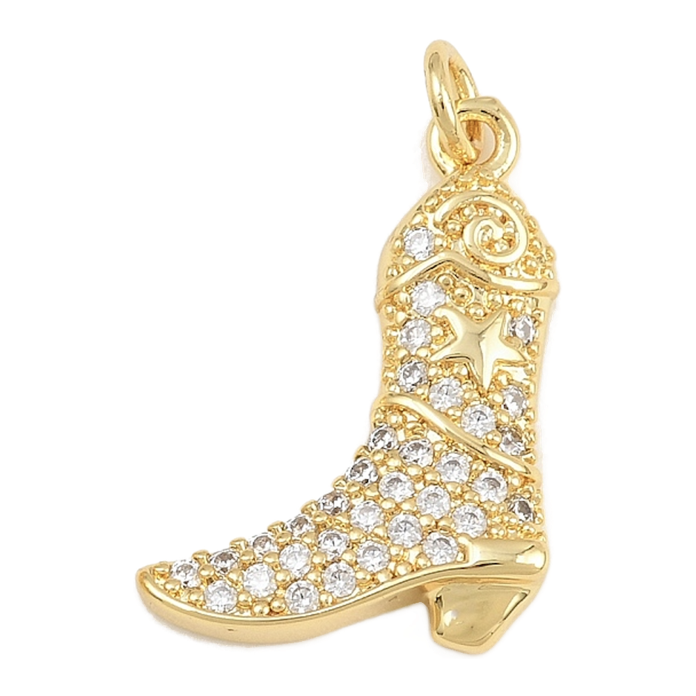gold rhinestone star cowboy boot charm