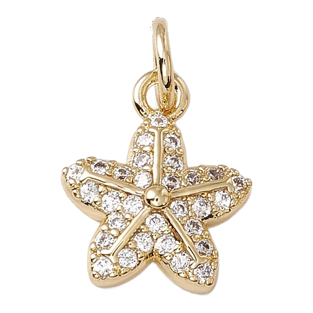 gold rhinestone starfish charm