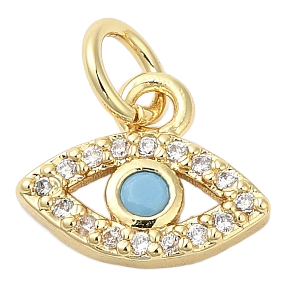 gold turquoise evil eye charm