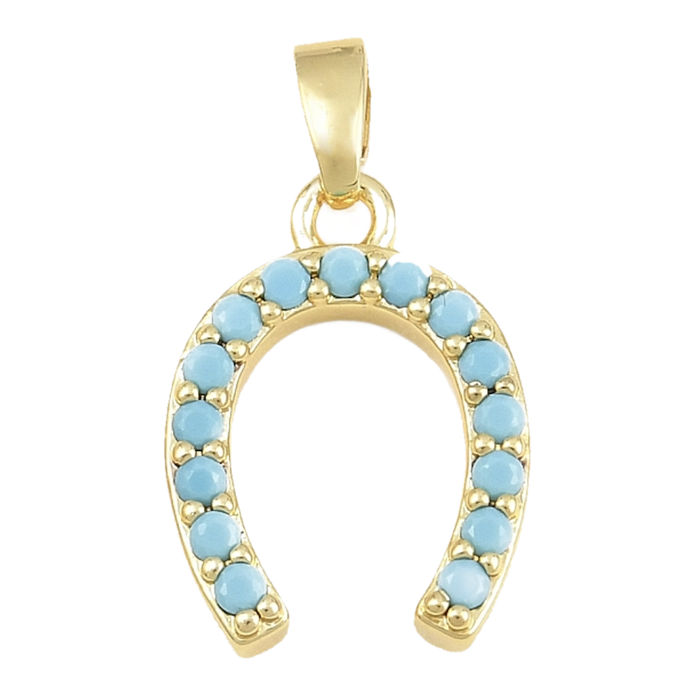 gold turquoise horseshoe charm