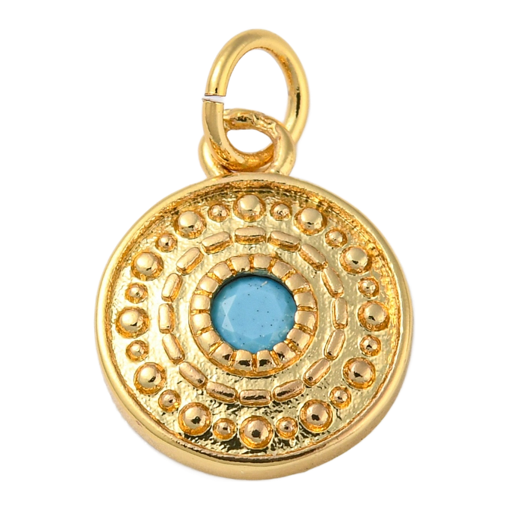 gold turquoise medallion charm