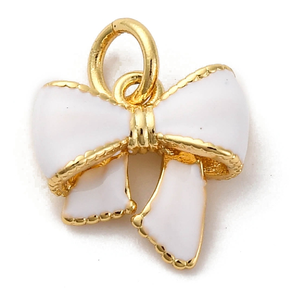 gold white puffy bow charm