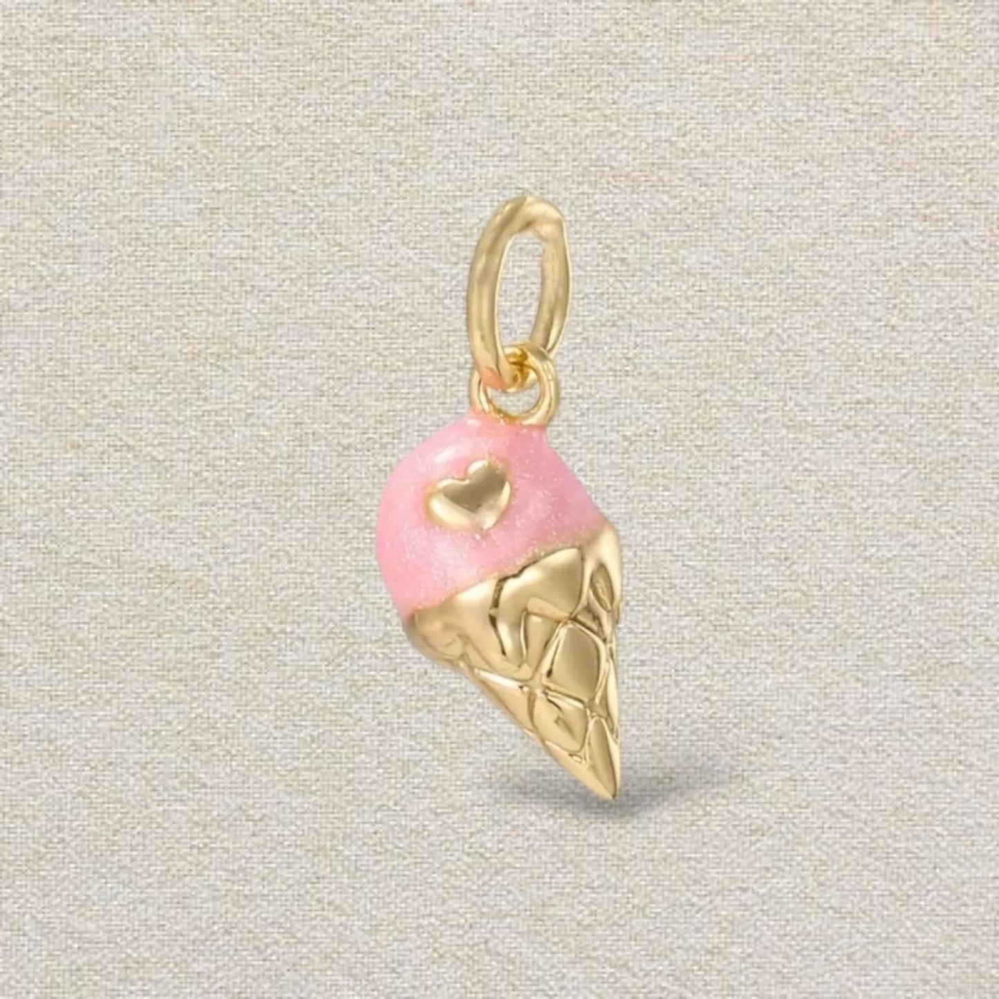 gold and pink icecream charm