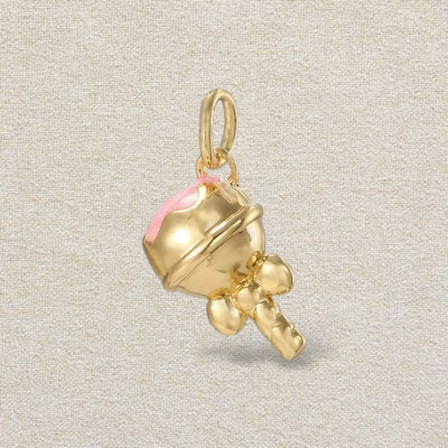 gold and pink lollipop charm