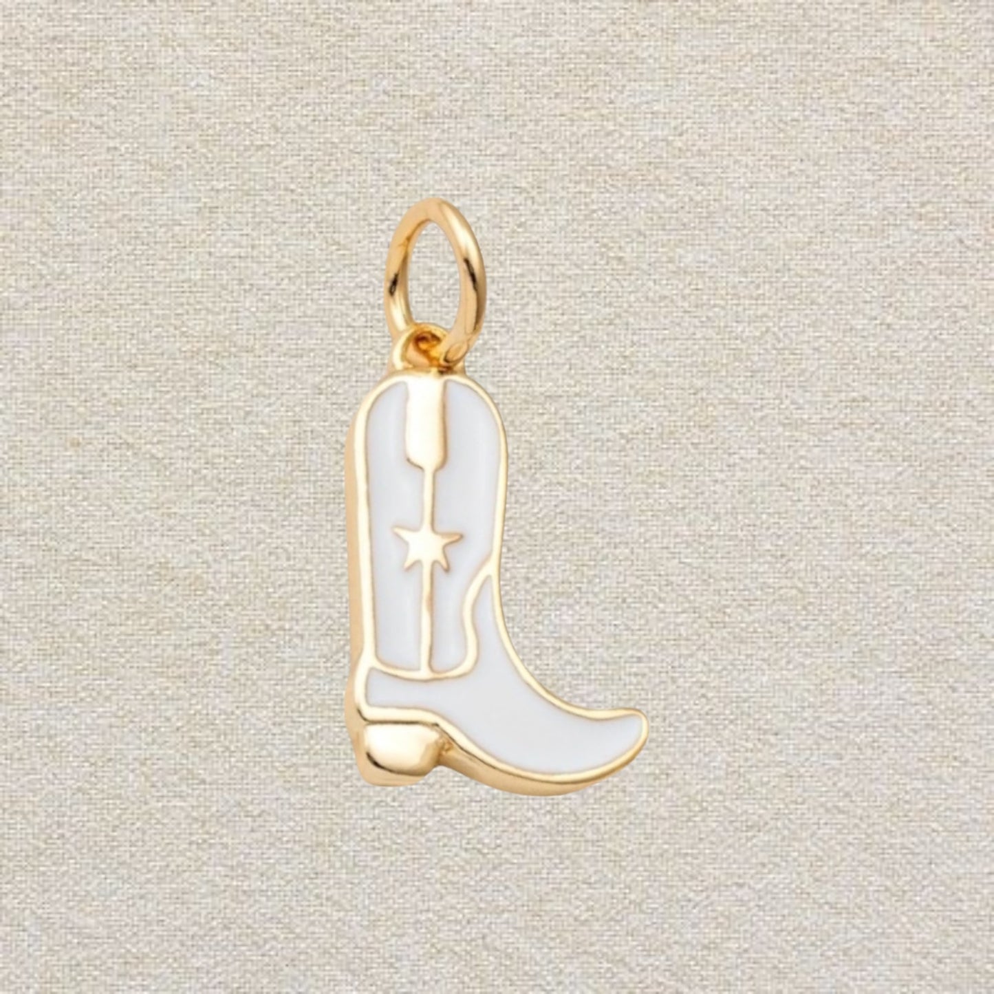 gold and white cowboy boot charm (tall)