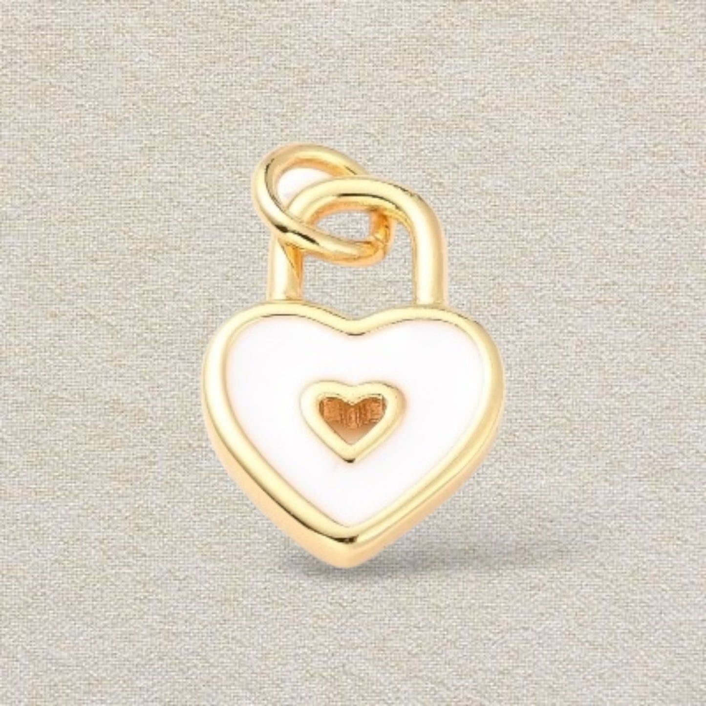 gold and white heart charm