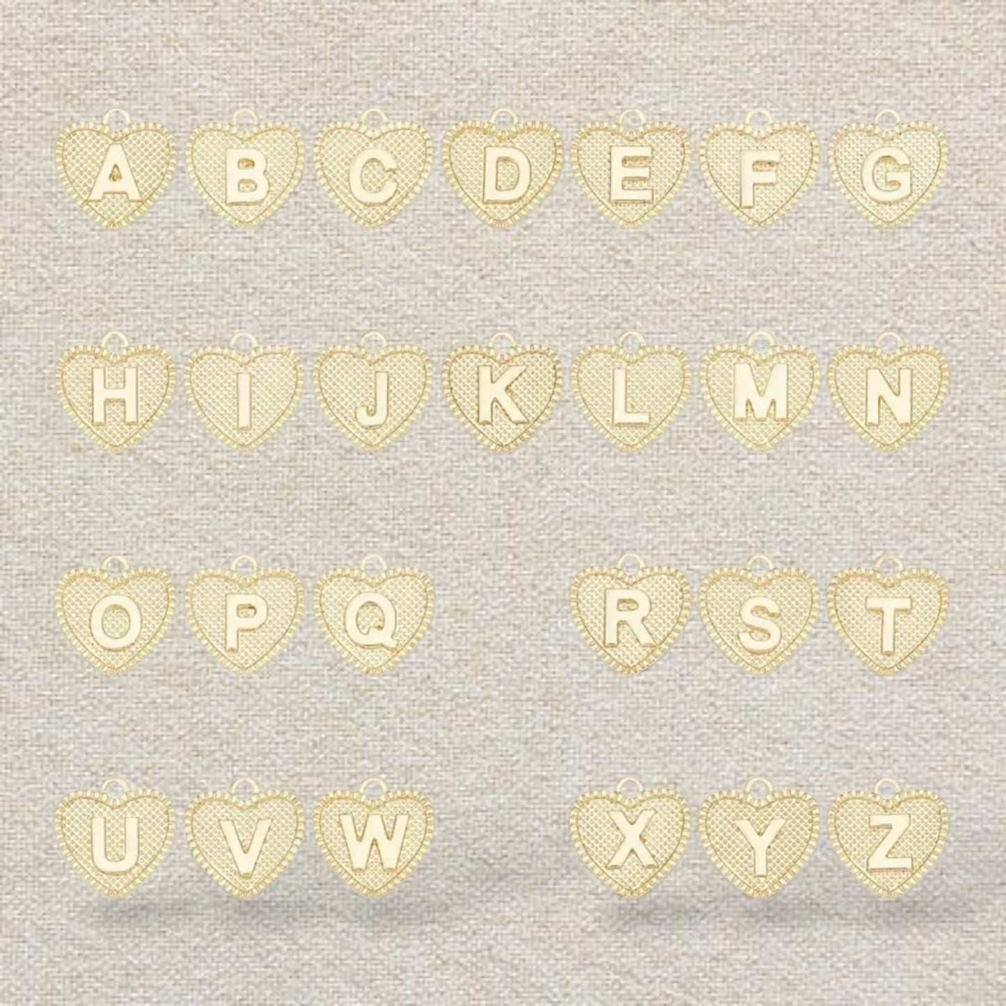 gold letter initial heart charm