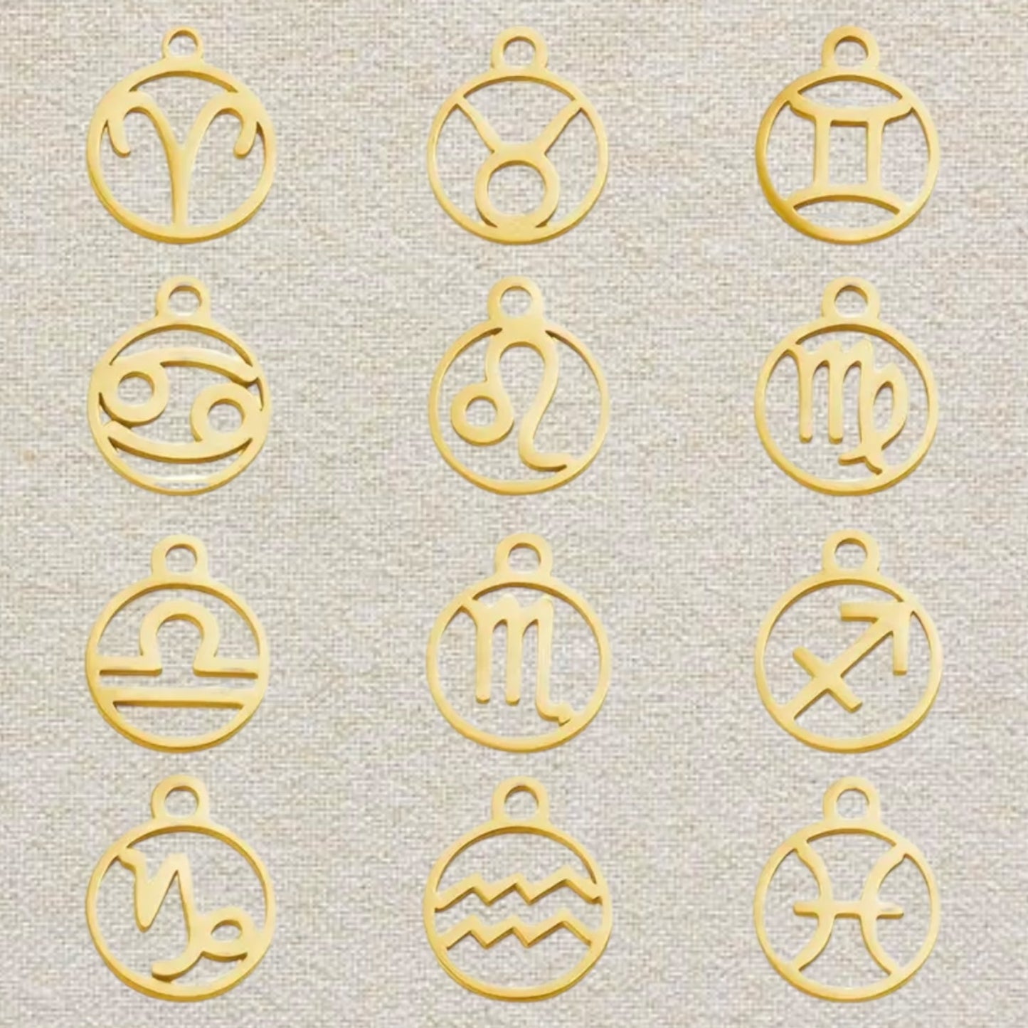 gold horoscope pendant charm